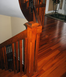 tigerwood flooring and maple curved railings