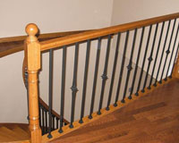 black metal spindles, wrought iron balusters