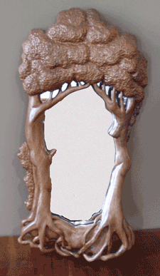 hallway mirror carved  out of butternut