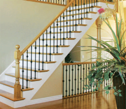 round metal spindles with square decorations